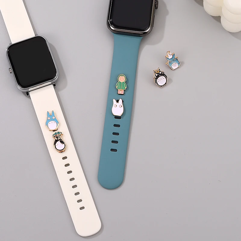 Japanese Anime Cartoon Charms Jewelry for Apple Watch Soft Silicone Rubber Watchband Charm Accessories Animal Charm for Iwatch