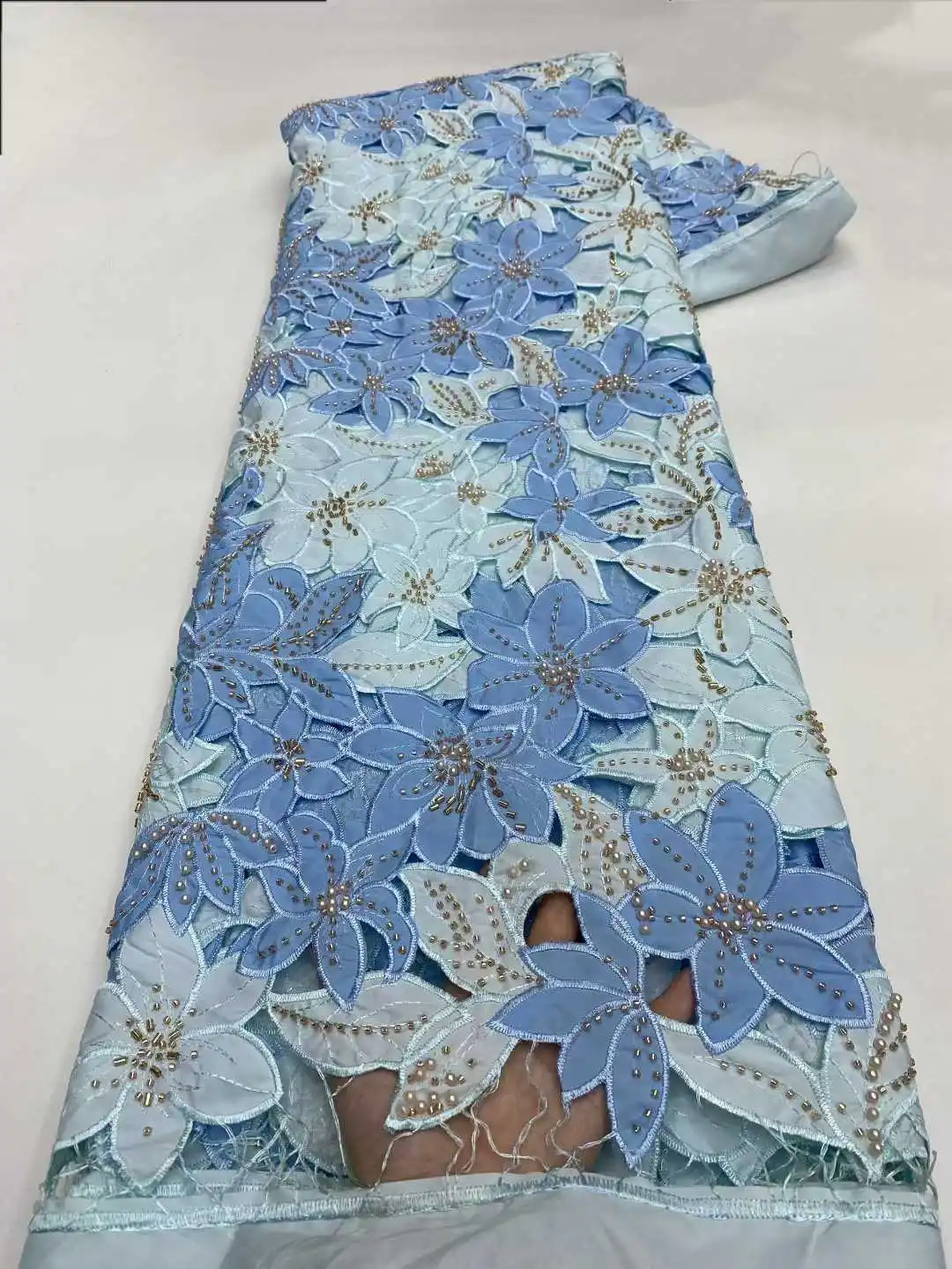 새로운 나이지리아산 고품질 튤 레이스 원단, 비즈와 스팽글 장식, 2026 아프리카 메쉬 네트 드레스 제작용, 5야드