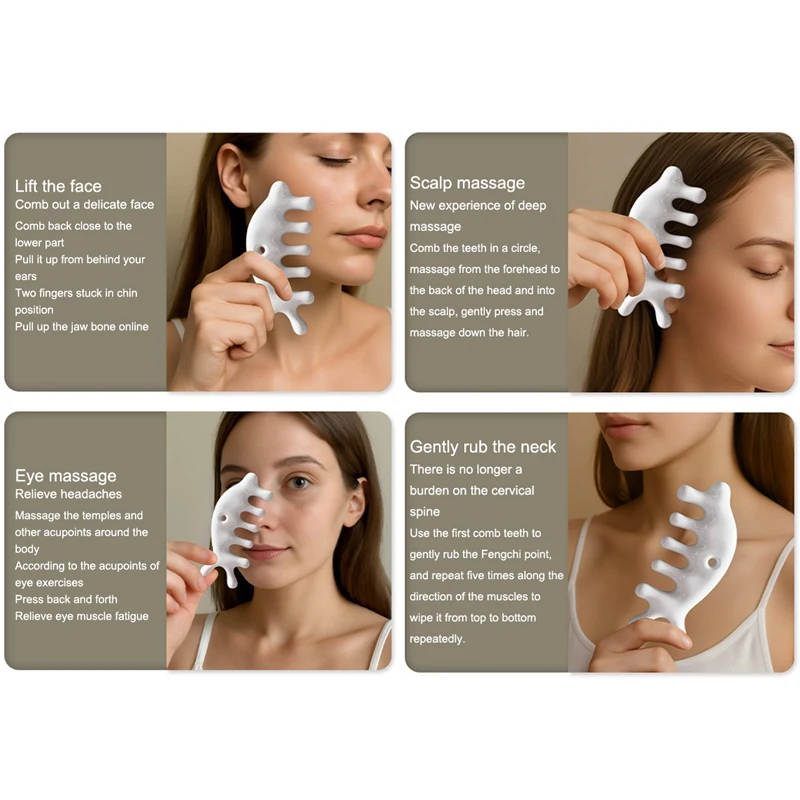 

⭐Relaxing Five Seven Tooth Comb Dolphin Shape Comb Scraping Massager Meridian Comb Body Massage Tool Ceramics Head Massage Comb