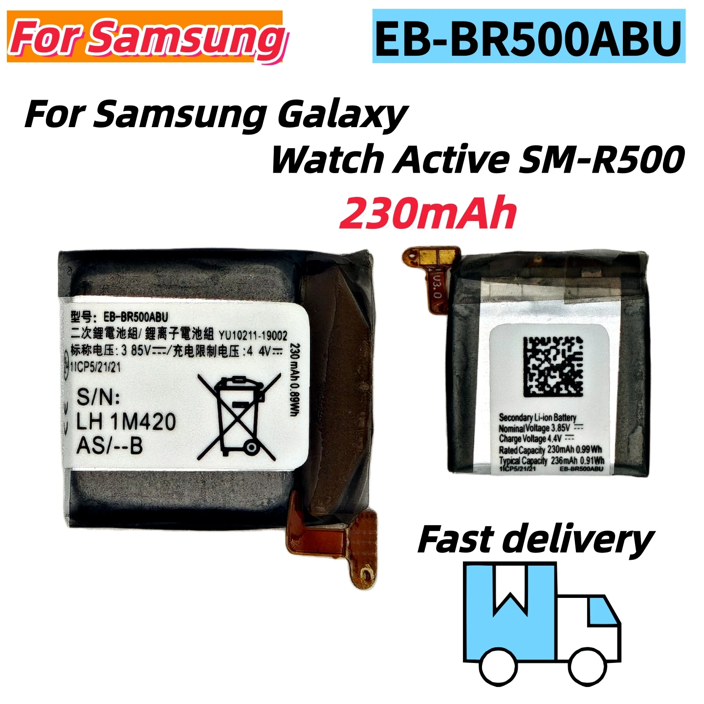 Brand New EB-BR500ABU 230mAh New Battery For Samsung Galaxy Watch Active SM-R500 Batteries+Tools