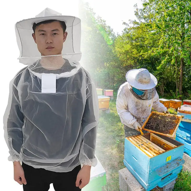 

Full Body Protection Beekeeping Suit Cotton Beekeeper Costume Safty Veil Hood Hat Clothes Reliable Round Cap Beekeeping Jacket