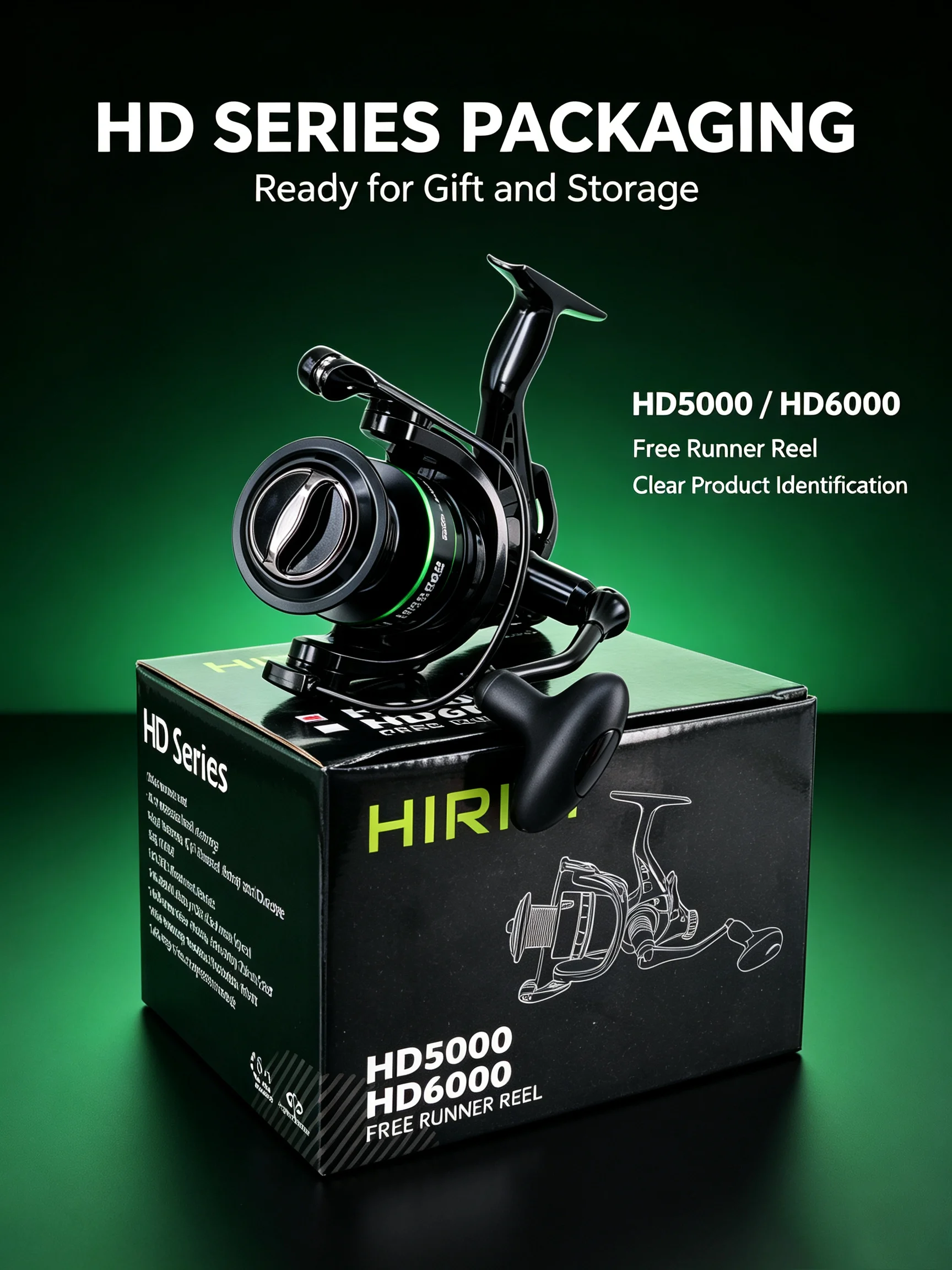 HIRISI HD Serie Free Runner Spinnrolle 6+1BB Karpfenangelrolle HD4000 Metallspule Salzwasser Süßwasser Angelrolle – Detail 5