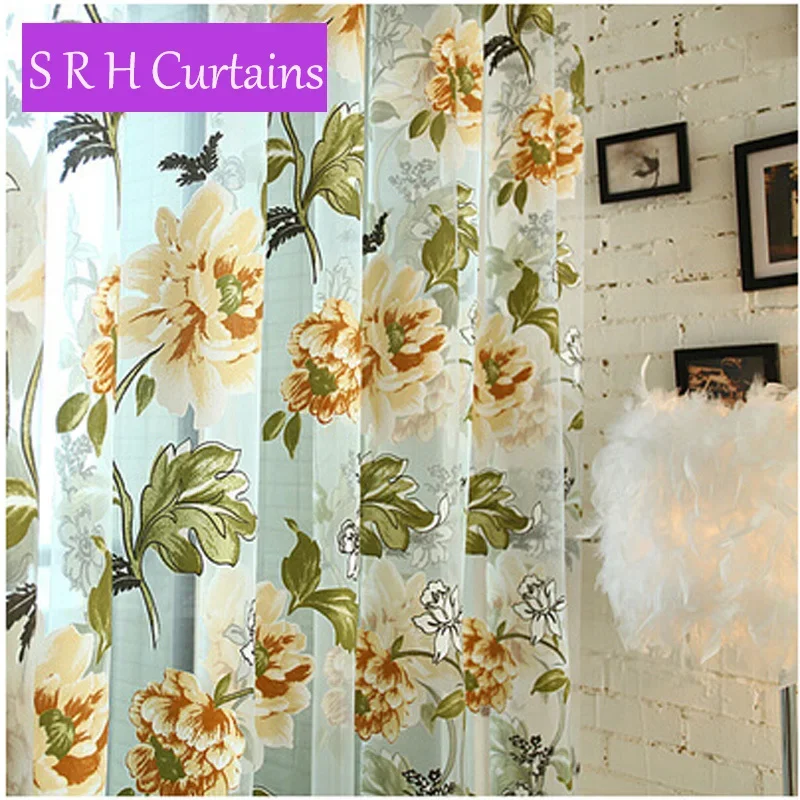 

Pastoral Purple Floral Printing Bedroom Sheer Tulle Curtain For Living Room Kitchen Windows Curtain Tulle Drapes Cortina Rideaux