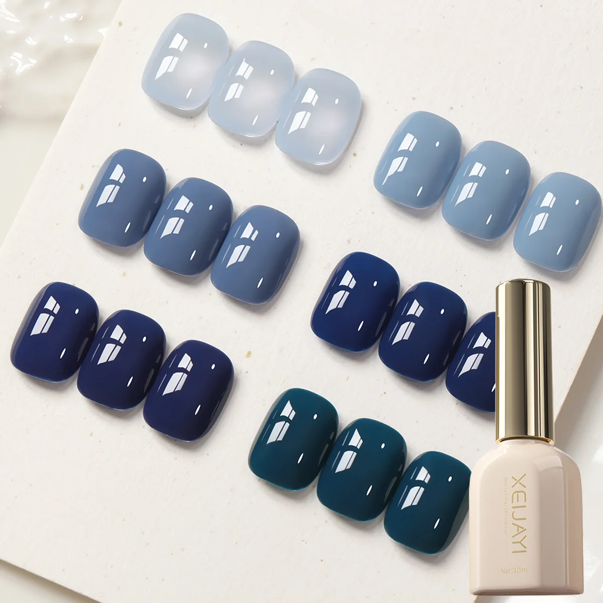 

XEIJAYI Roman Bottle Blue 6pcs--Soaking UV LED Nail Gel Fashionable, Suitable For Nail Salons, Nail DIY, And As A Gift For Women