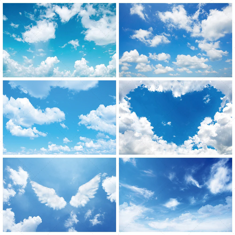 

White Clouds And Blue Sky Scenery Background Natural Scenery Birthday Party Decoration Photography Studio Portrait Photo Props