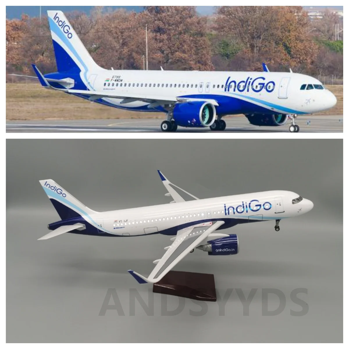 

320 Indian Aircraft A320 Neo indigo Airlines Airbus 1/80 Scale 47cm Diecast Resin Display Model Toy Aircraft (With Landing Gear