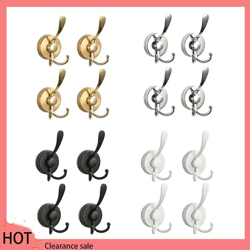 

A88Z 4Pcs Stainless Steel Sucker Double Hook Punch-Free Powerful Sucker Hook Reusable Rust-Proof Clothes Hook