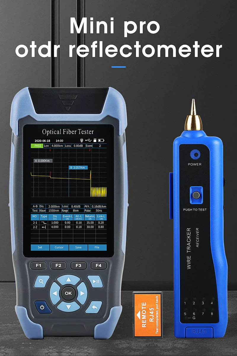 Handheld Mini OTDR Optical Time Domain Reflectometer 1310/1550nm APC/UPC Port Optical Power Tester AUA-900A