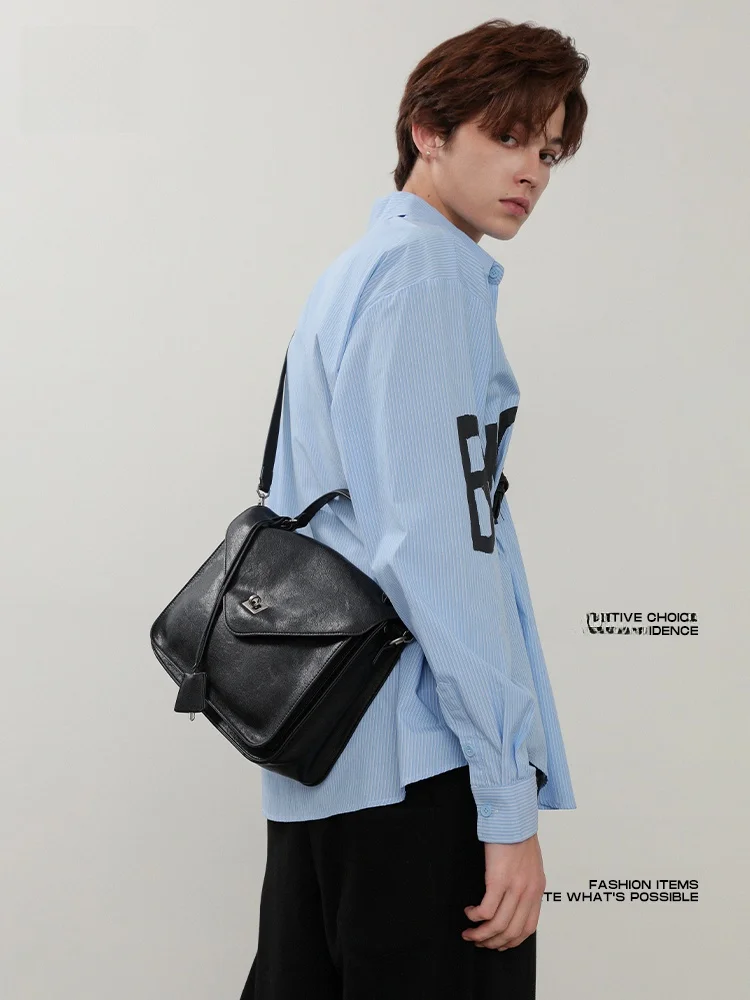 

Business Commuter Bag Men's Large Capacity Soft Leather Handbag Fashionable Autumn Winter File Bag for Work Computer