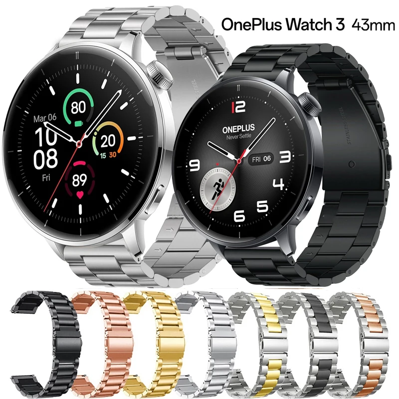 22mm 18mm Stainless Steel Strap For Oneplus Watch 3 43mm Metal Bracelet Correa For Oneplus Watch 3 2 2R/Oppo Watch X X2/X2 Mini
