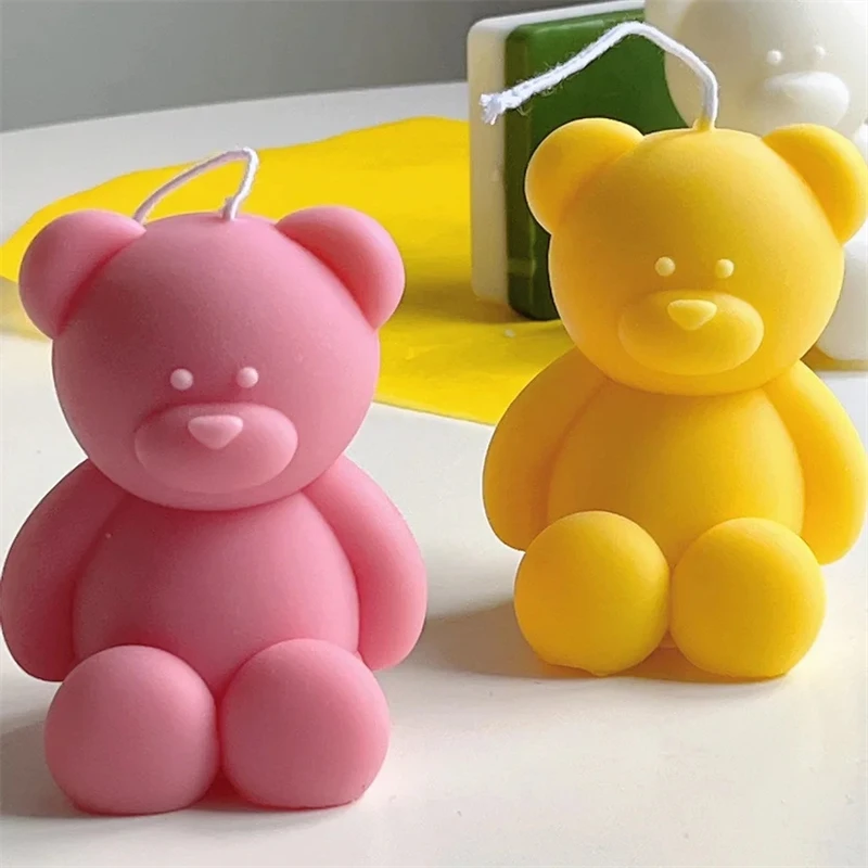 3D Cute Cartoon Bear Silicone Candle Mold DIY Mini Bear Scented Candle Plaster Home Decoration Tool