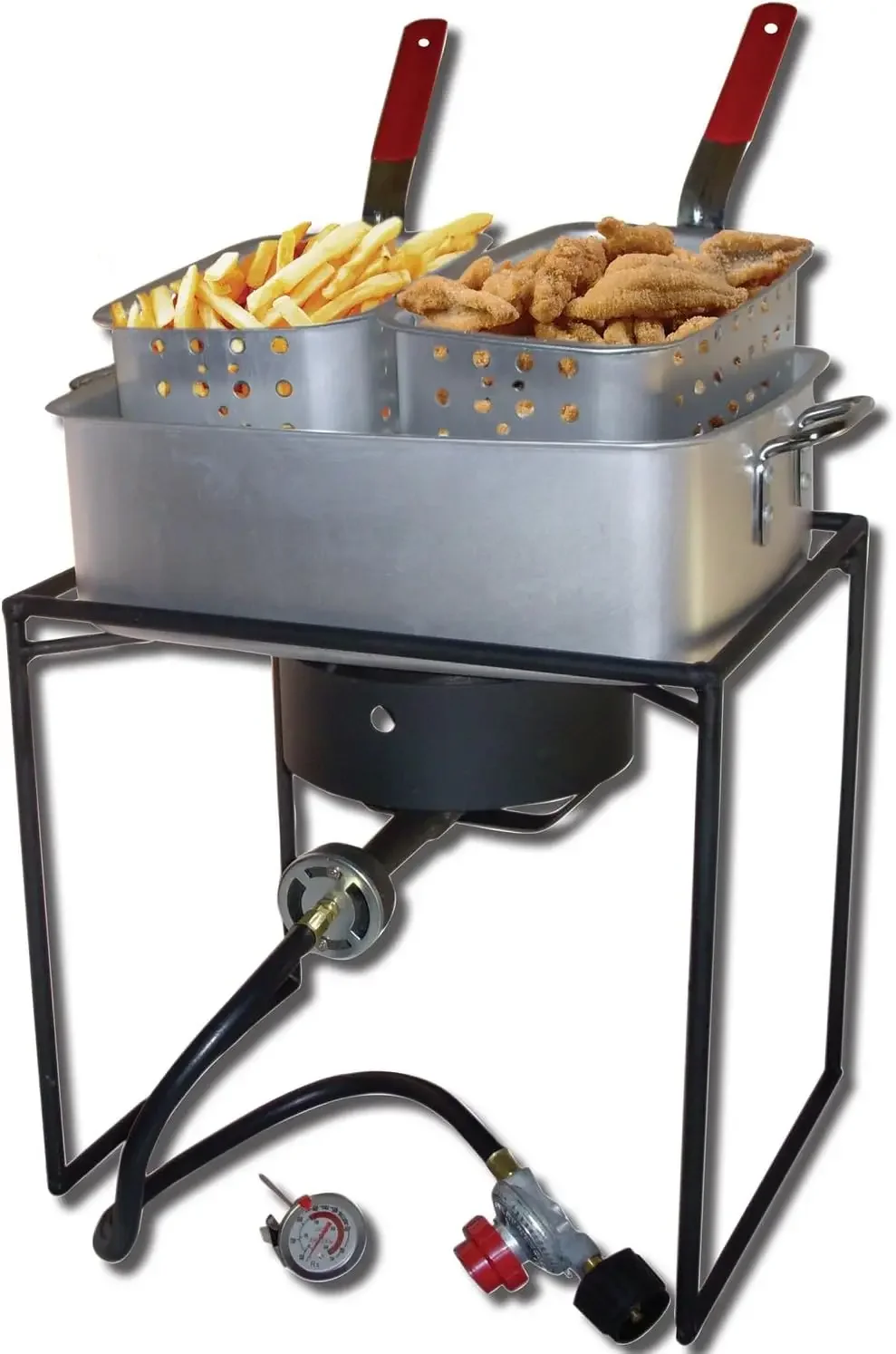 

1618 16-Inch Propane Outdoor Cooker with Aluminum Pan and 2 Frying Baskets, Multicolor