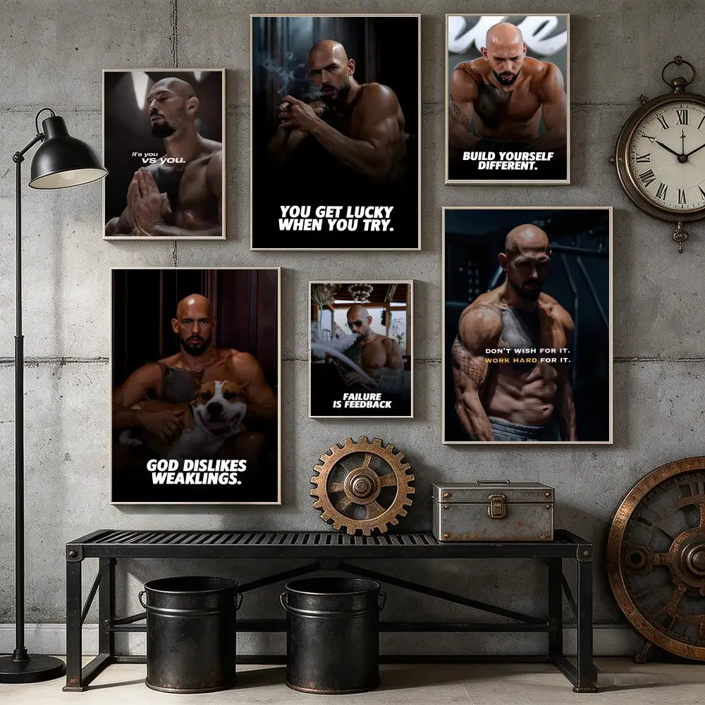 A-Andrew Tate Art Design Poster Home Bar Wall Art Sticker Waterproof Self-Adhesive Mural for Living Room Bedroom Decor
