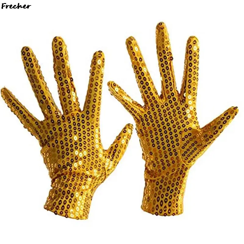 1 Pair Night Club Sequin Gloves Performance Dance Stage Mittens Cosplay Costume Women Men Fashion Shiny Gloves Party Dress Up