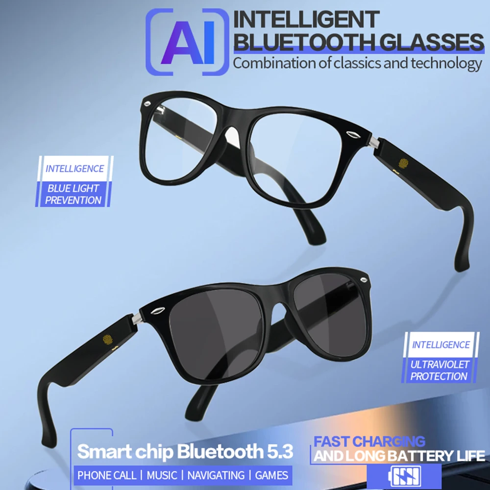 MZ08 Sport Smart Wearable Headset BT Audio Call Wireless Touch Voice Assistant Men Smart Glasses for Driving Cycling