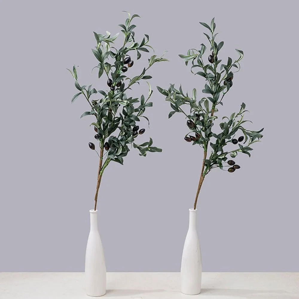 

88CM Artificial Olive Fruit Branch Elegant Handmade Simulated Olive Leaf Plant Green Plastic Fake Olive Tree Christmas Decor