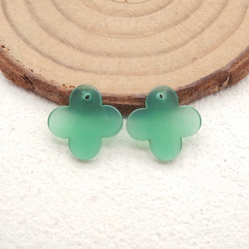 5pcs Natural Gemstone Green Agate Heart&Flower&Ring&Onion Shape ,Semiprecious Stones Women Earrings Accessories Gift Jewelry