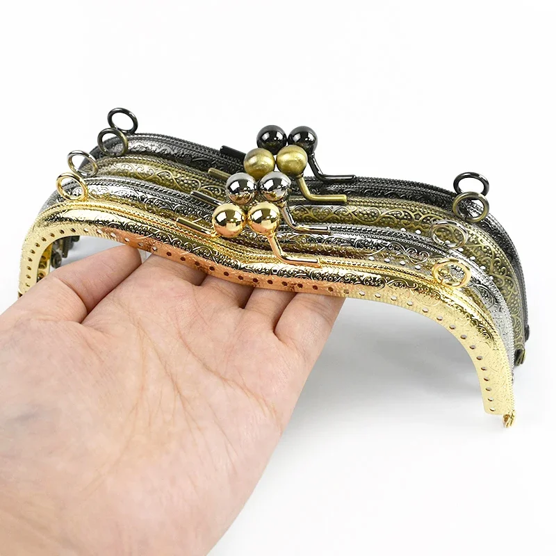 1/2/3Pcs 19cm Embossed Metal Handle Bags Purse Frame Kiss Clasp Handbag Wallet Clourse Clip DIY Sewing Brackets Bag Accessories