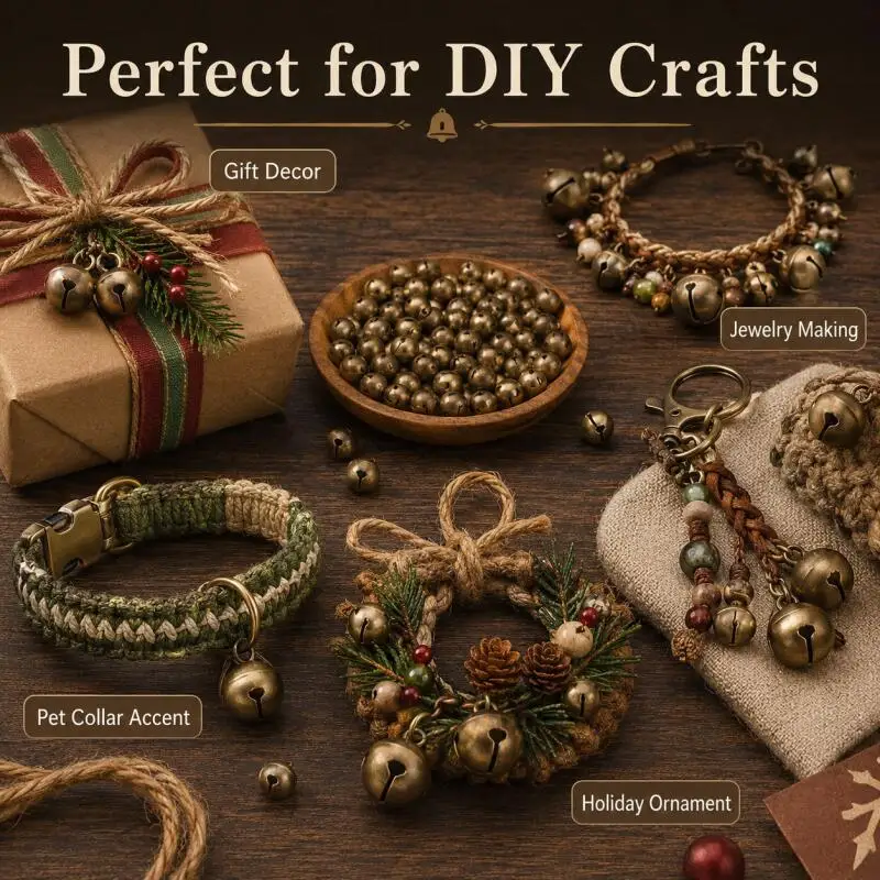 25/50 Stück 6~25mm Kleine Glocken, Messing-Glöckchen, Lose Perlen, Handgefertigtes Zubehör für DIY Weihnachtsbaum, Feiertagsdekoration – Detail 6