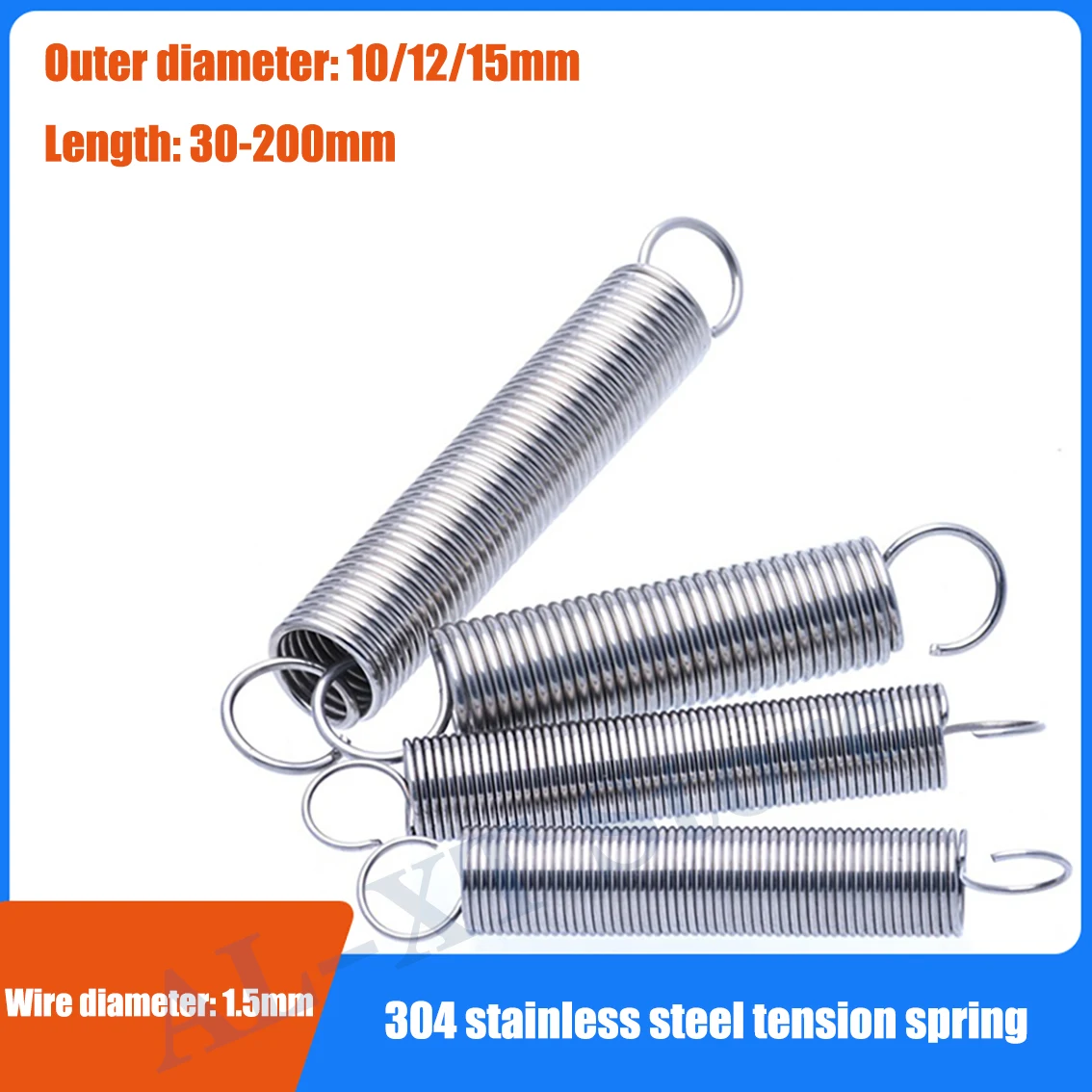 Wire Diameter 1.5mm Stainless Steel Open Hook Tension Spring Hook spring Extension Spring Draught Spring OD 10-15mm L 30-200mm