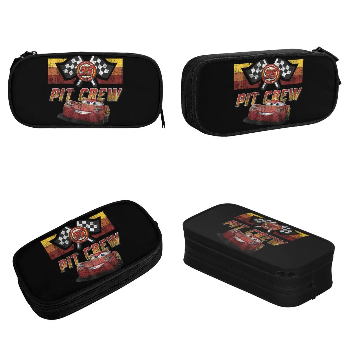 Cars McQueen Pit Crew Red Distressed Pencil Cases Fun Pen Box Bag Girl Boy Big Capacity School Supplies Gifts Pencil Pouch