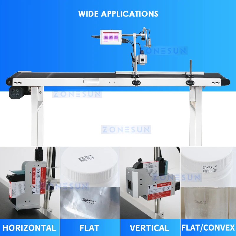 ZONESUN Inline Printer Date Coding Machine 12.7mm QR Code Barcode Batch Serial Number Production Date ZS-DC127