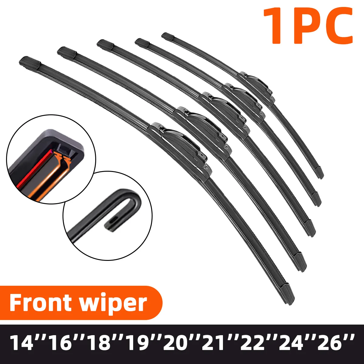 Double rubber strip J-shaped universal wiper blade 14 \