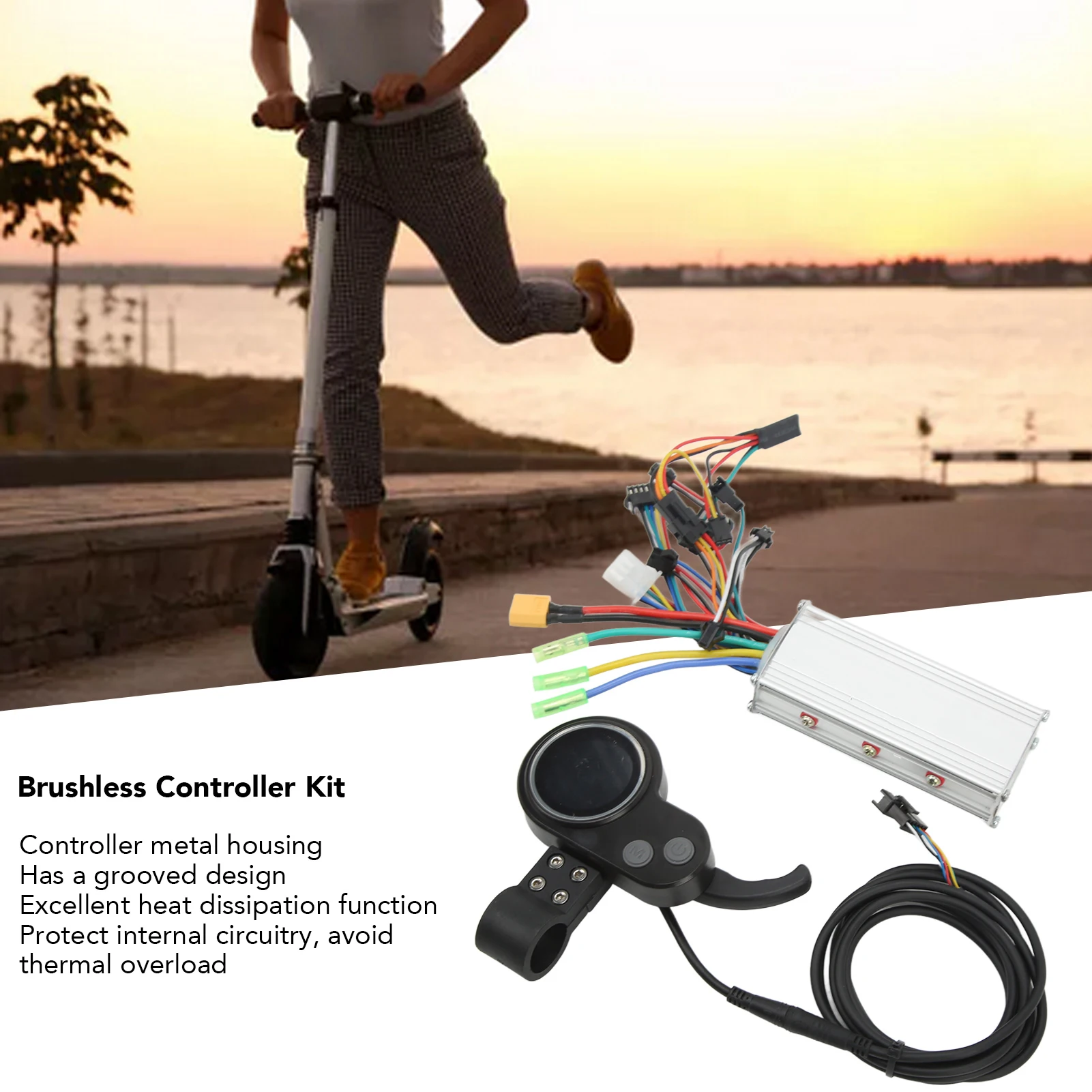 

Motor Controller LCD Display Kit Sturdy 48V 60V Excellent Heat Dissipation Brushless Controller Kit for Electric Bike