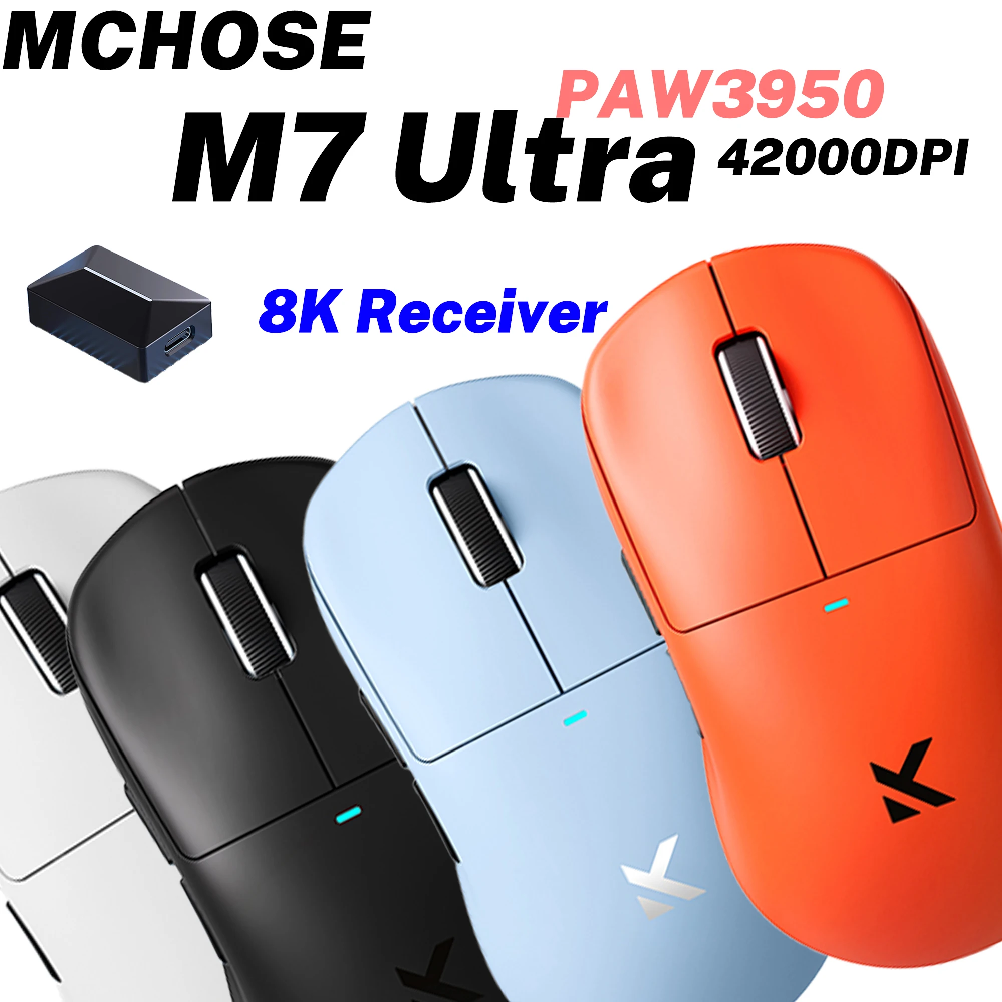 

MCHOSE M7 Ultra Large-Sized Three Mode Wireless Gaming Mouse 42000 DPI PAW3950 Dual 8K Polling Rate Mouse