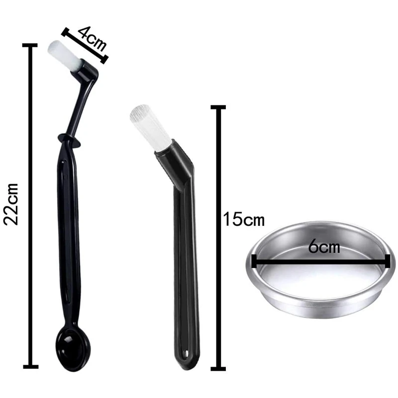 7 Pieces Coffee Machine Cleaning Set 58Mm Metal Blind Filter Back Flush Insert And Coffee Machine Brush With Spoon