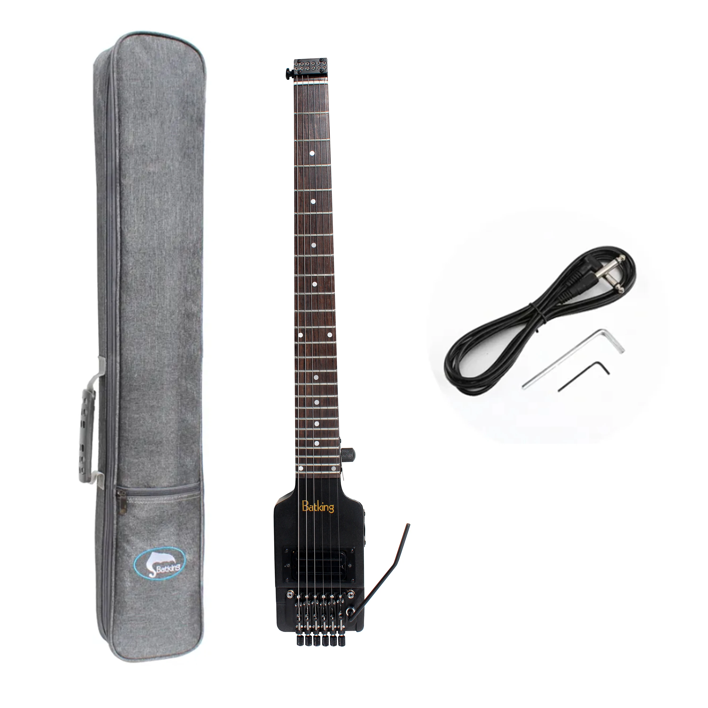 

Дорожная гитара Batking, электрическая безголовая гитара, 6-струнная цельная кленовая шея через корпус, латунный фиксирующий мост с G