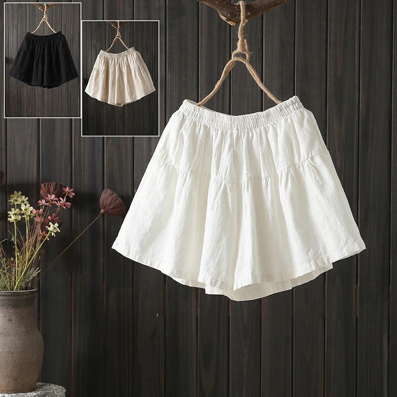 ハイウエスト A ライン コットン リネン ワイドレッグ パンツ レディース 夏 カジュアル オルトス プラス サイズ スリミング 五分丈ズボン