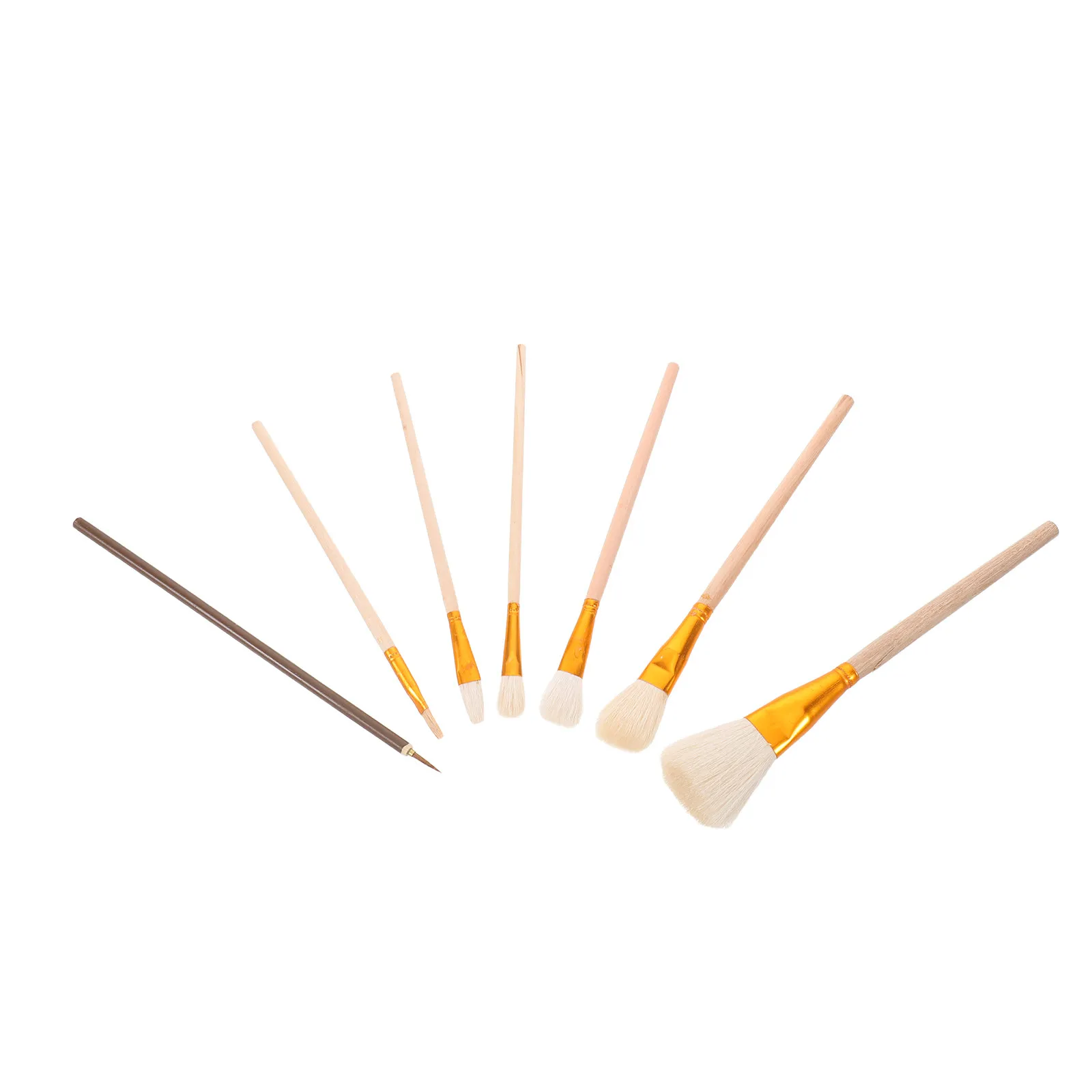 7Pcs Multi Purpose Wool Painting Brushes Hair Art Brush Set for Watercolor Acrylic Oil Painting Detailed Blending