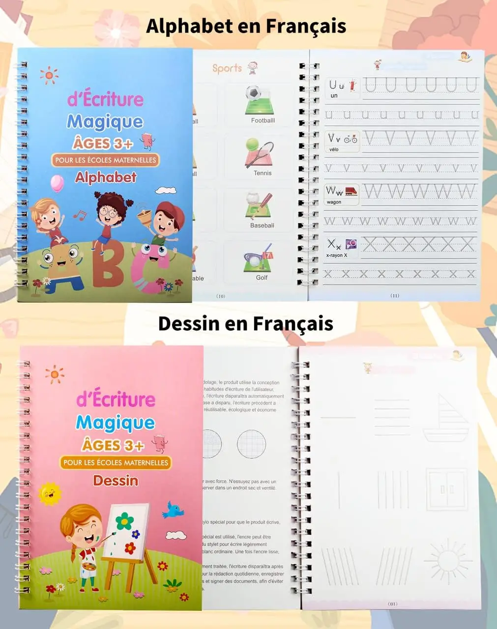 French Magic Practice Copybook Pen Preschools Kids Calligraphy Notebook Children Reusable Français Writing Book Age 3-8