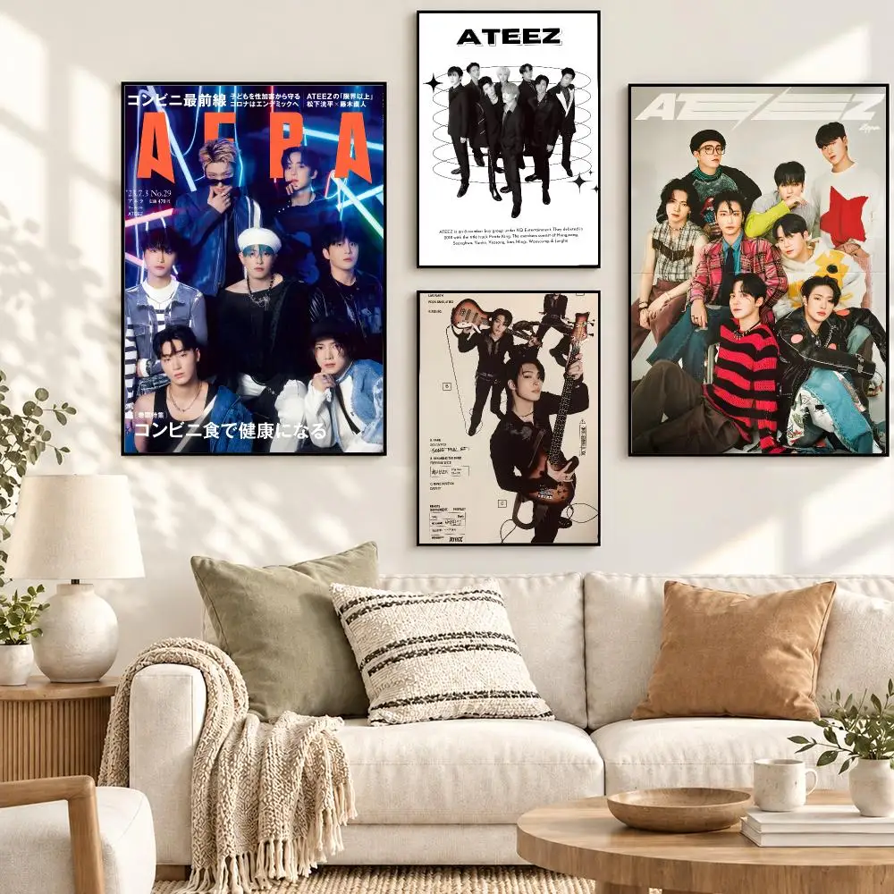 ATEEZ K Pop Boy Group Music Concert Album Idol Poster Decorative art prints for the home, holiday gifts, unframed