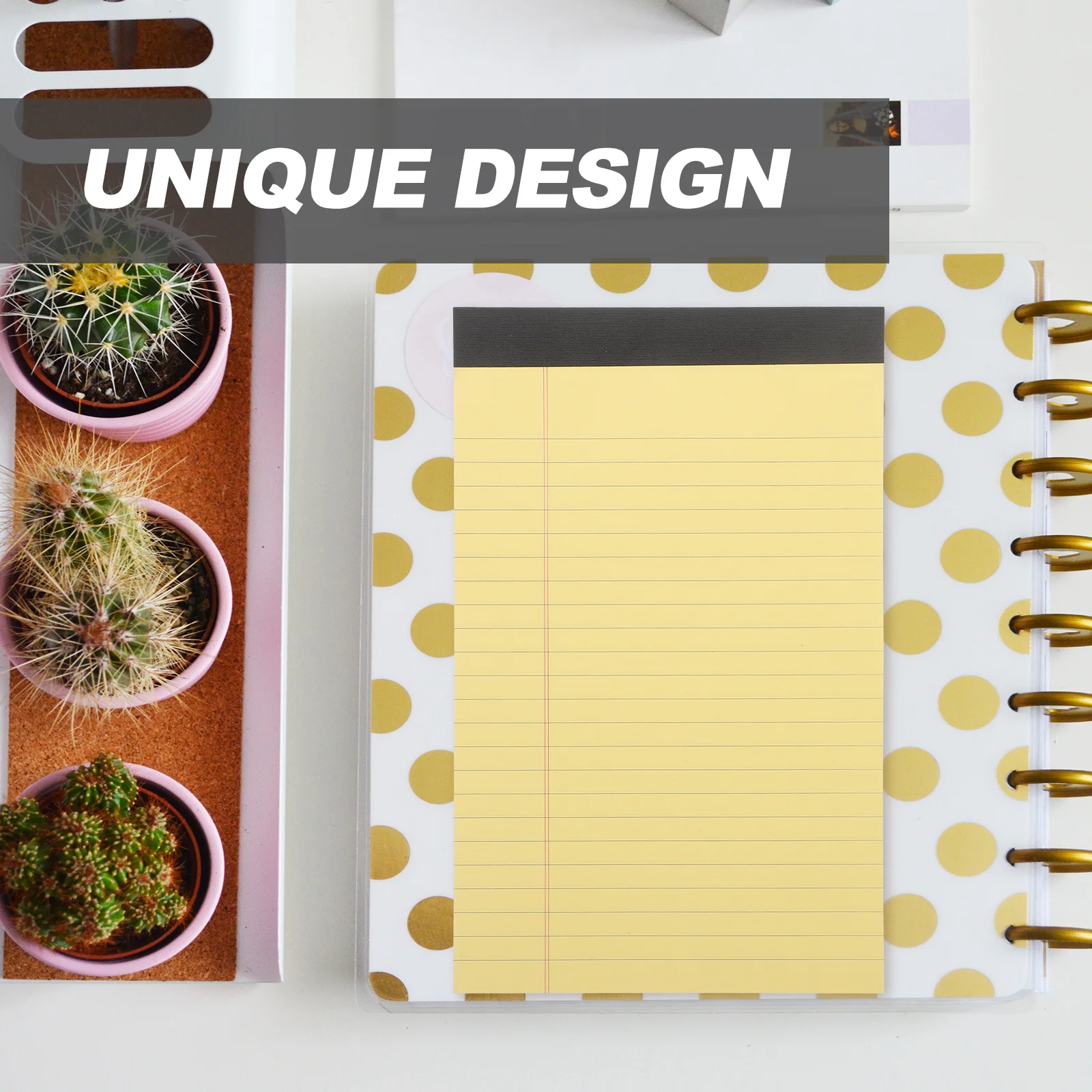 Tear Off Planner Notepad 4 Pack College Ruled Legal Size Yellow Notepad Daily Schedule Organizer for Work Study Meal Planning