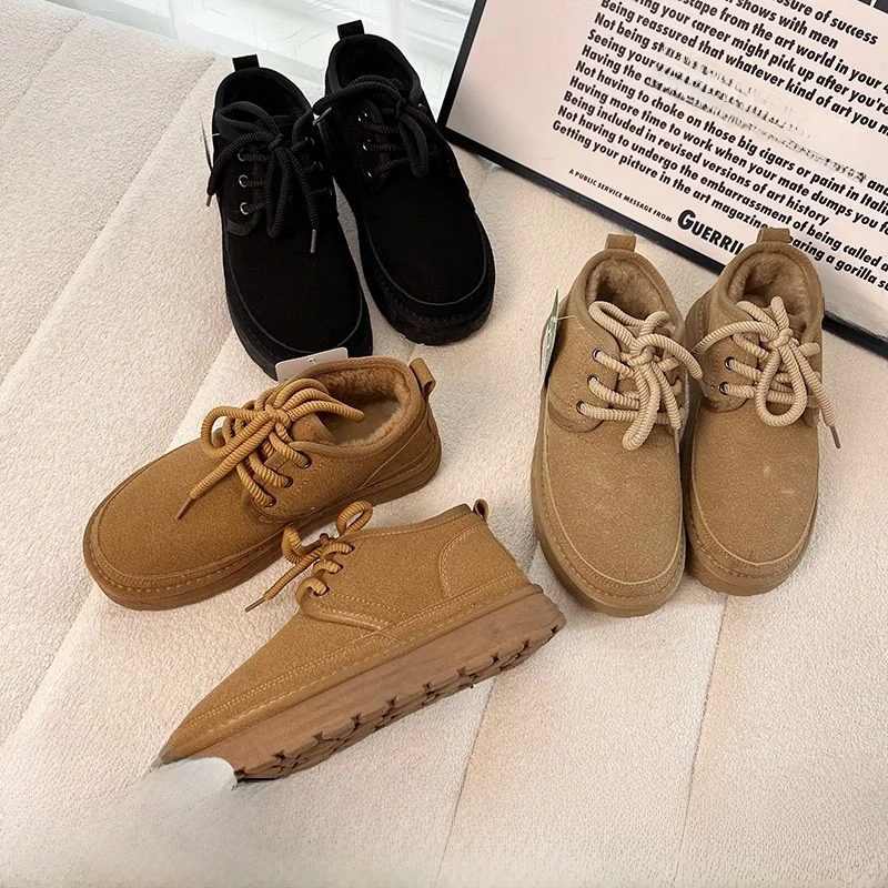 

Fashionable Thickened Fleece Lined Snow Boots Men Women Winter Warm Anti-slip Sports Casual Shoes Short Tube Korean Style