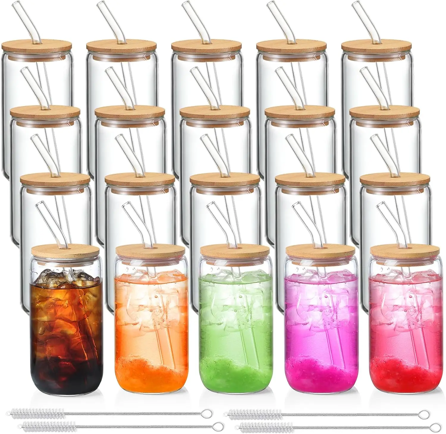 

Набор из 20 стеклянных стаканов с крышками и трубочками, персонализируемые стаканы для подарков и повседневного использования