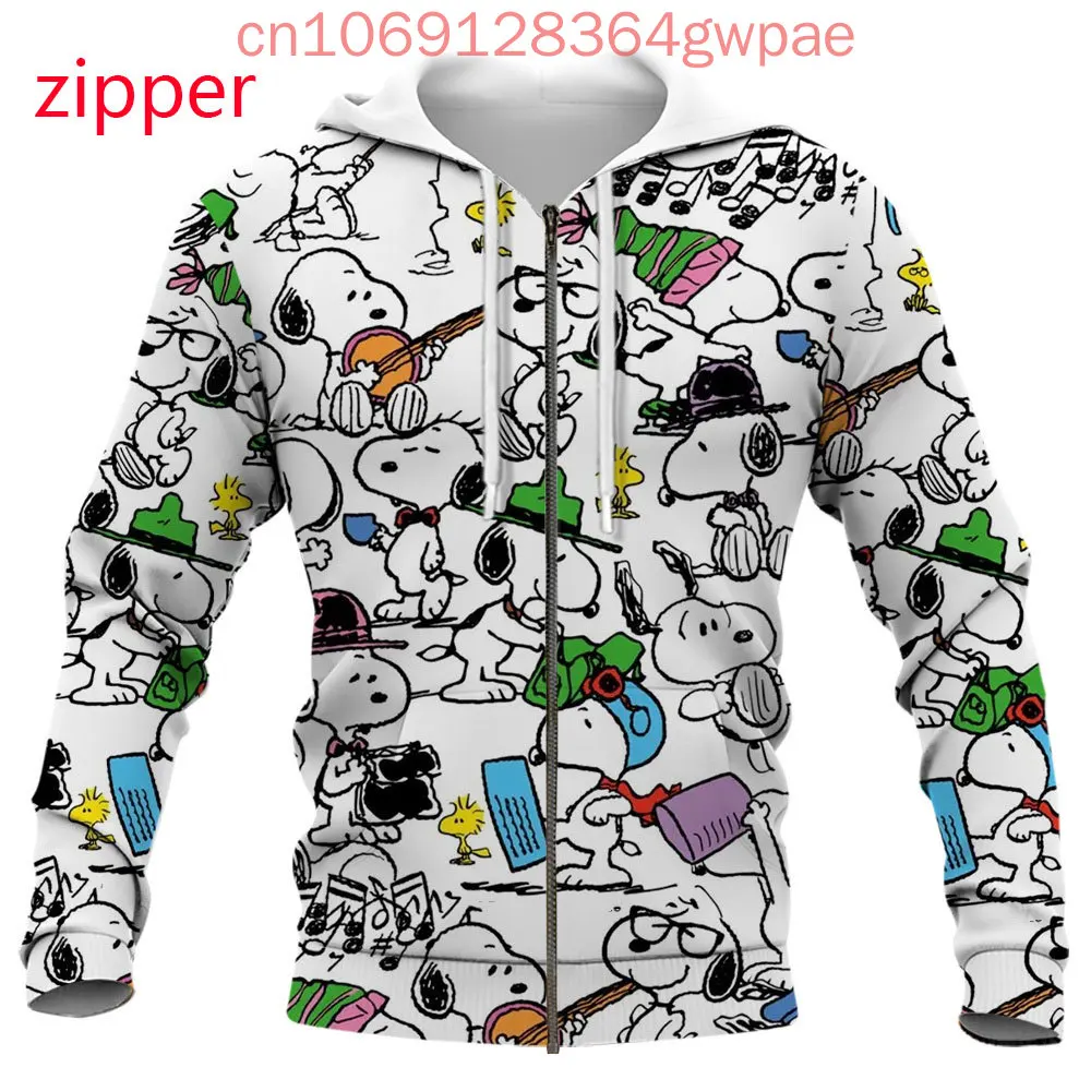 Cartoon Snoopy Men's women's zipper Hoodies 3D Print Casual Fashion Style Streetwear Sweatshirts disney 3d hoodie tops