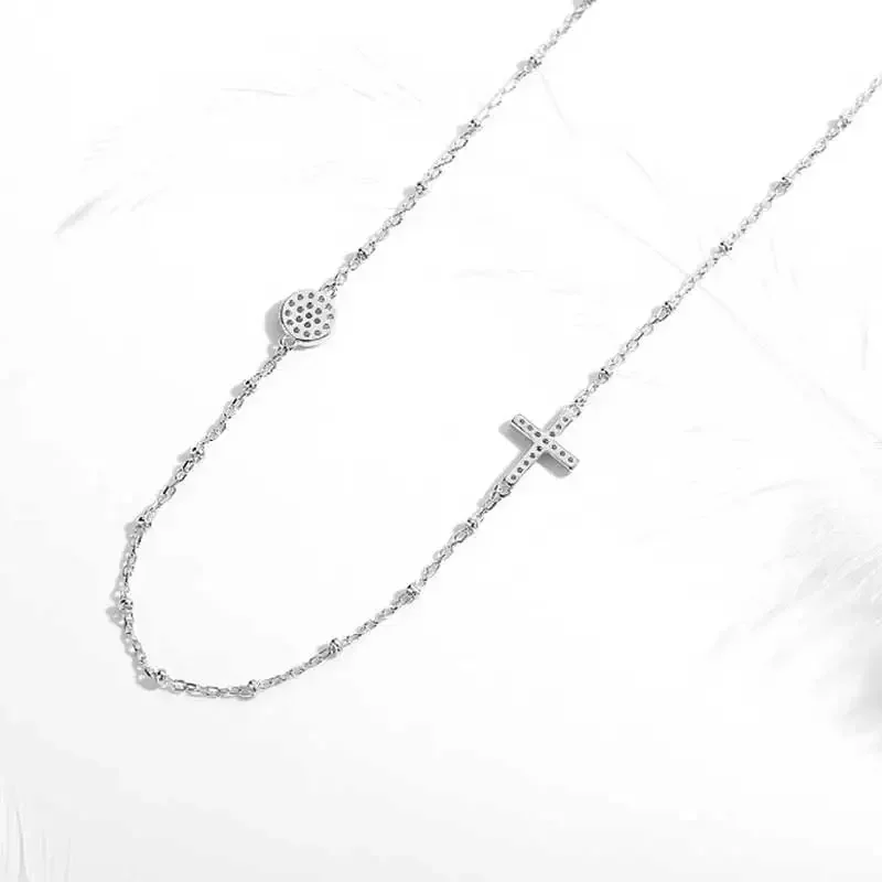 KALETINE Luxury Brand 925 Sterling Silver Cross Necklace For Women Micro Zircon Christian Jewelry Charm Evil Eye Necklaces