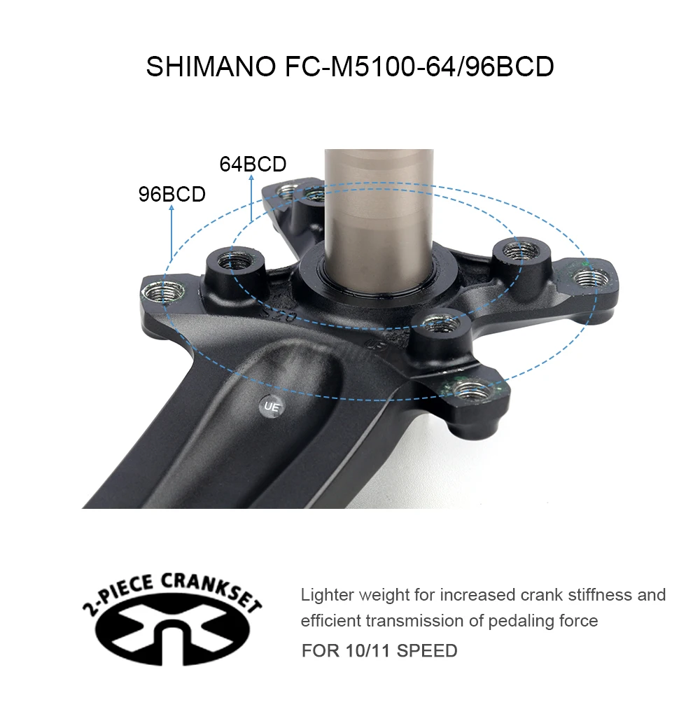 Shimano Deore M5100 Kurbelgarnitur 10/11-fach Mountainbike Fahrradkurbelgarnitur FC-M5100 170/175mm Kurbelsets Tretlager BB52 M500 M501 – Detail 3