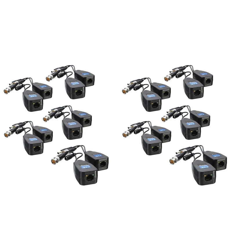 10Pairs CCTV Coax BNC Video Power Balun Transceiver To CAT5E 6 RJ45 Connector Coaxial/Analog HD Twisted Pair Transmitter