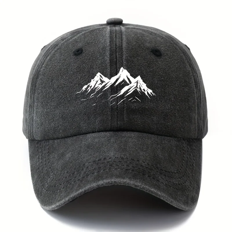Men's printed mountain baseball cap classic style outdoor adventure sun protection lightweight duckbill cap, truck driver cap.