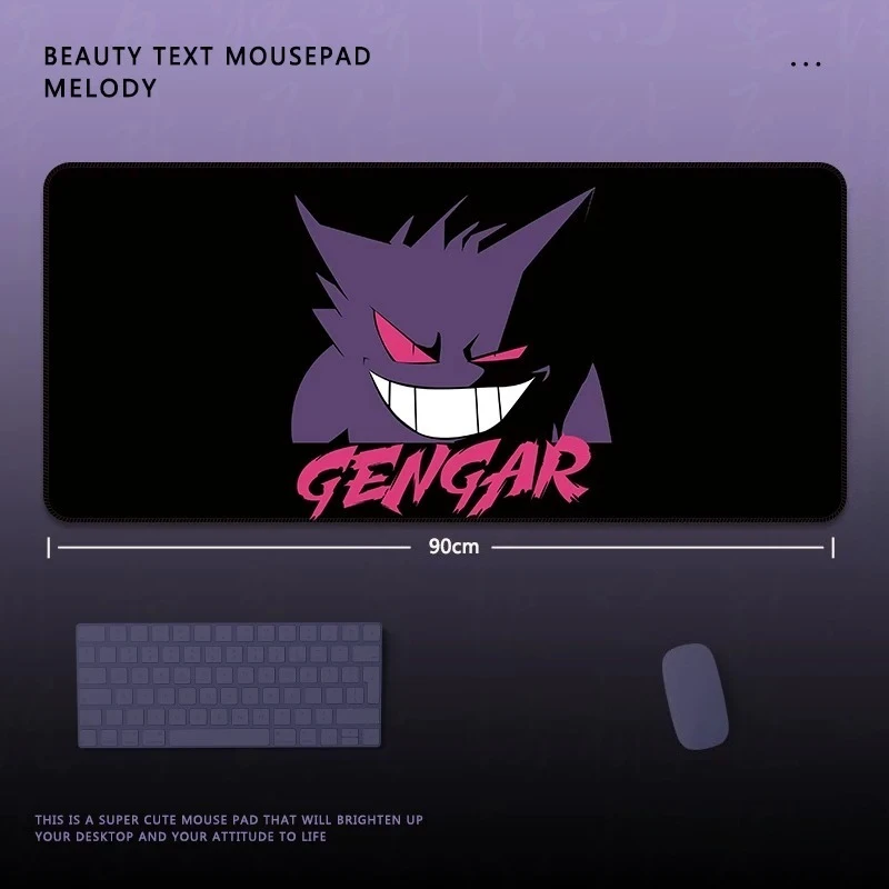 

New Creative Pokémon Gengar Leather Mouse Pad Animation Premium Black Oversized E-sports Game Office Keyboard Pad Book Table Mat