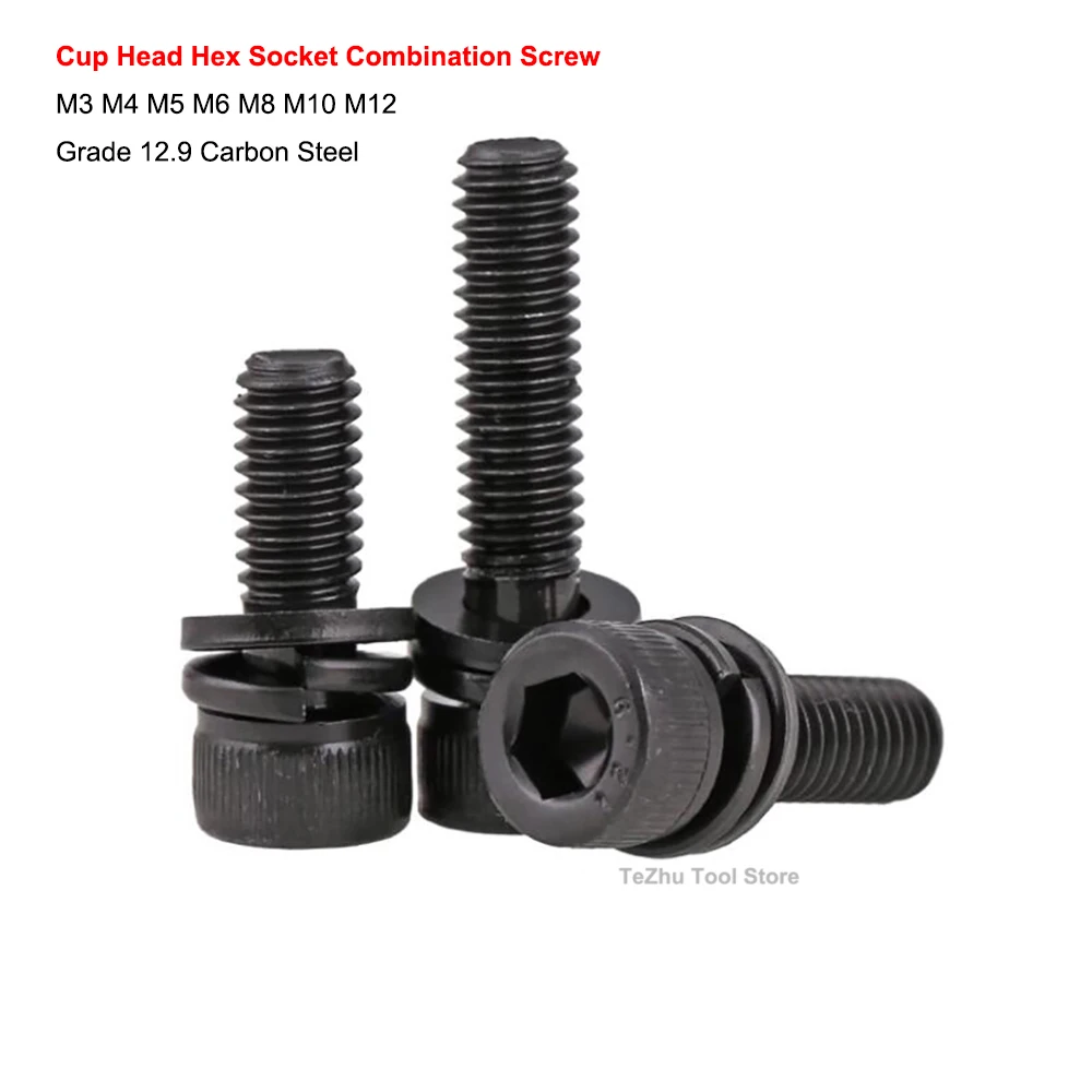 

Grade 12.9 Steel Hexagon Combination Screw Cup Head Hex Three Combination Bolt High Strength M3 M4 M5 M6 M8 M10 M12