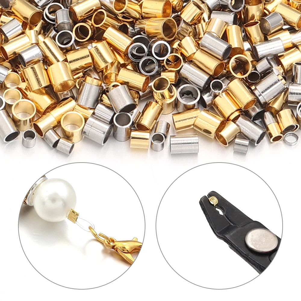 50-100pcs Stainless Steel Positioning Tube Beads End Crimp Bead Loose Spacer Beads For Jewelry Making DIY Necklace Bracelet