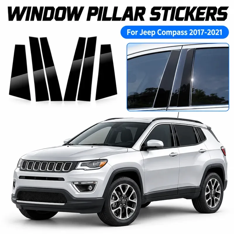 for Jeep Grand Cherokee Liberty Compass Commander Modified Window Trim Bright Black B Pillar Sticker Decorative Accessories