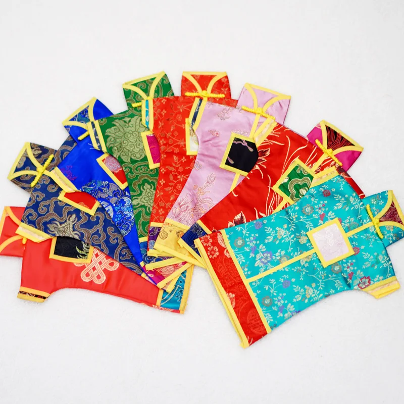 20pcs Vintage Chinese Holiday Wine Bottle Covers Decorative Dust Bags Silk Brocade Pouches Wedding Christmas Accessories