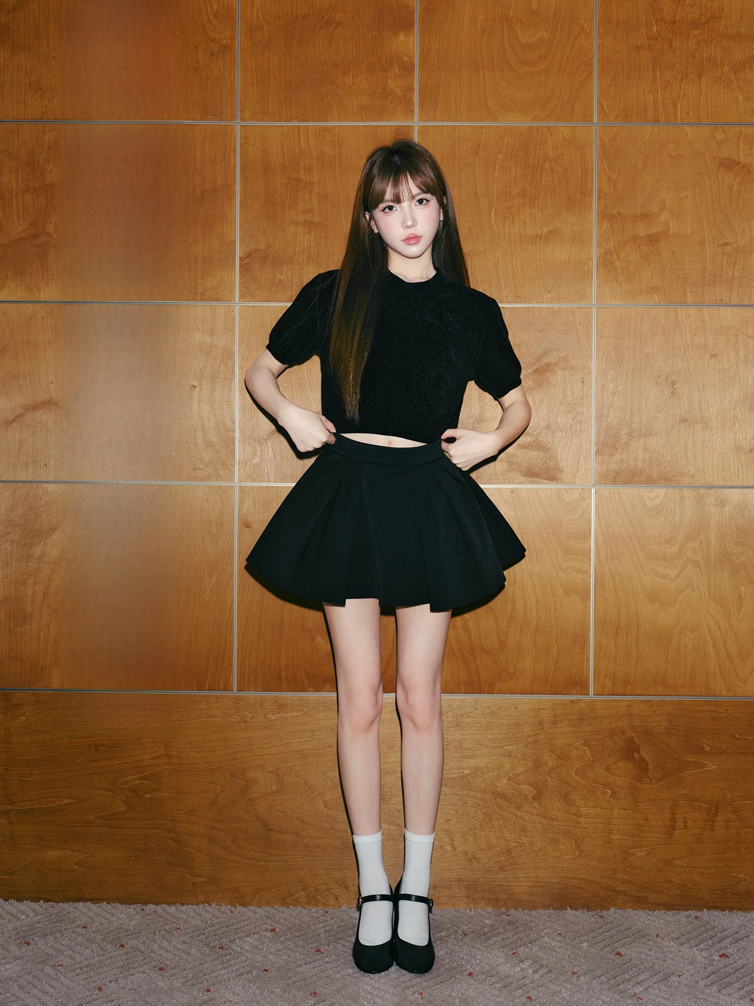 

MENT Polyester Fiber ort Sve round Ne Slim Fit Knitted T-irt Women's Summer Top Korean Sle Commute Faion