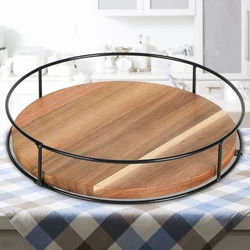 360 Degree Rotating Countertop Storage Rack Versatile Condiment Organizer Round Wooden for Home Kitchen Pantry